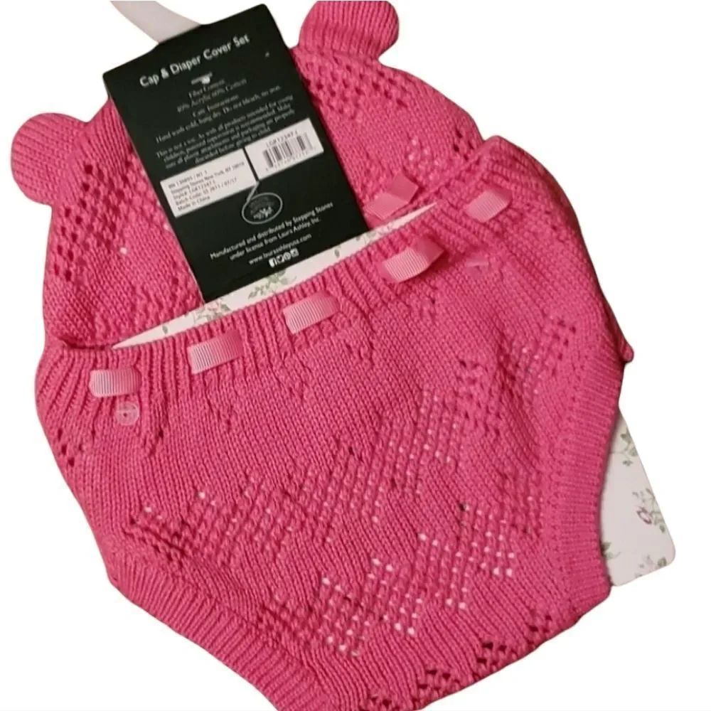 NWT Laura Ashley Baby Knit Cap & Diaper Cover